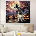 thumbnail image 2 of Spooky Halloween Night Witch Pug Glowing Pumpkins Tapestry Dog Lover Gifts Wall Hanging Backdrop Home Decor - 12015, 2 of 5