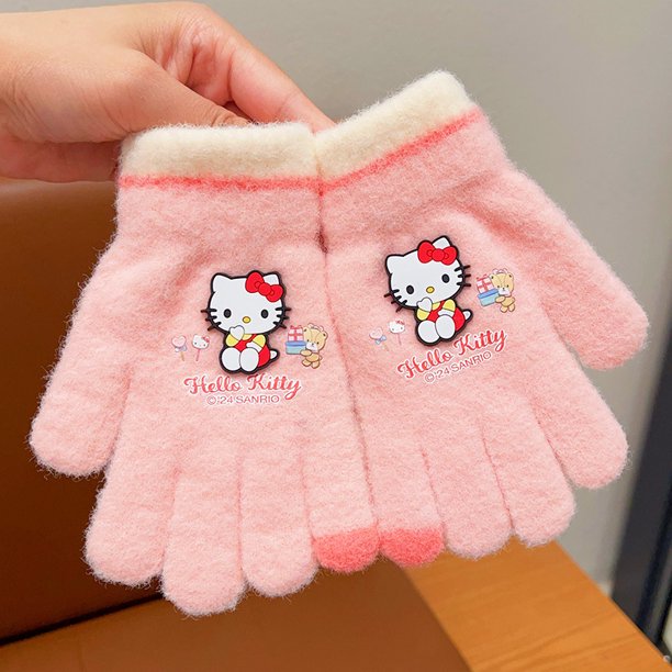 Guantes de invierno cálidos para niños Sanrio Finger Set Guantes de peluche de dibujos animados para niños y niñas Set de dedos de nieve para bebés