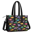 thumbnail image 2 of Teacher Tote Bag,Black Colorful Dinosaur Pattern Teacher Utility Tote Bag,Large Work Tote Bags for Women with Multiple Pockets,Top Zipper Closure,13.8x10.6x6.7 Inch, 2 of 5