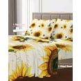 thumbnail image 5 of 4 Piece Cal. King Sheet Set Yellow Sunflowers Bees Sheets Set for Cal. King Size Bed, Breathable Soft Microfiber Bed Sheets Summer Country Floral Rustic Fitted Sheet Deep Pocket, Pillowcases, 5 of 7