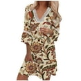 thumbnail image 2 of SMihono Robes d'Été Bohémiennes pour Femmes Grande Taille Été Décontracté Manches Courtes Col en V Imprimé Pagode Robe Ample, 2 of 5