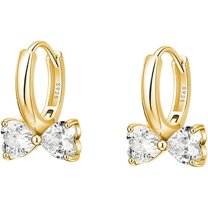 Sterling Silver Love Bow Hoop Earrings for Women Teens CZ Bow Hoop Earrings Huggie
