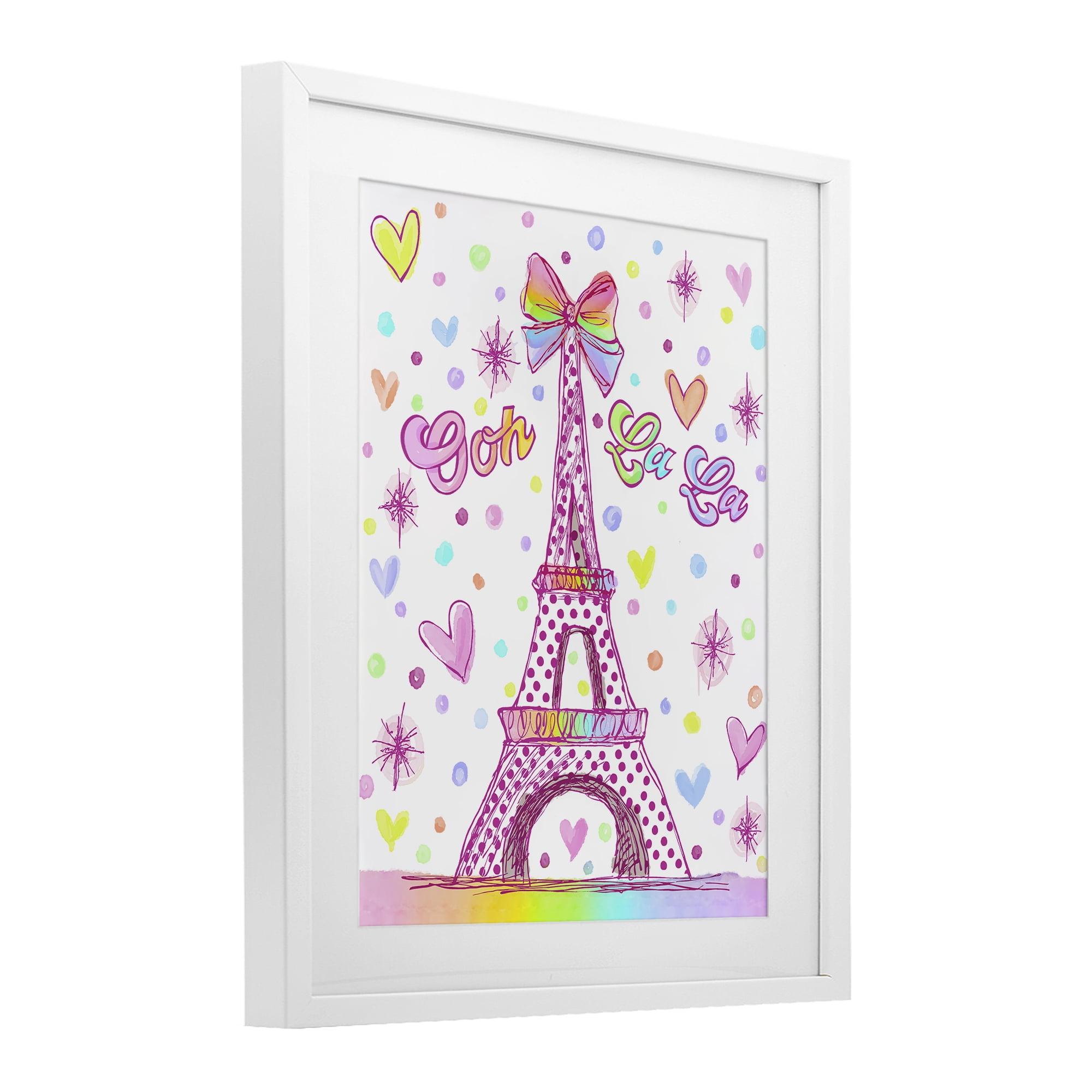 Stupell Industries Bright Pastels Eiffel Tower White Framed Print Under Glass, design by Jess Stempel