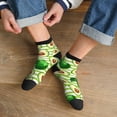 thumbnail image 2 of Honeii Avocado Green Striped Print Comfortable Adult Crew Socks,Sport Running Calf Socks,for Daily Wear, Sports, and Casual Outfits, 2 of 3