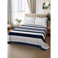 thumbnail image 2 of Navy Blue White Striped California King Size Flat Sheet, Wrinkleproof & Fadeproof Cooling Flat Bed Sheet Only, Grey Farmhouse Stripe Abstract Art Breathable Soft Bedding Top Sheets 108 x 98 Inches, 2 of 8