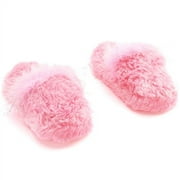 Girls Puppy Fur Slipper W Tinsel Marabou
