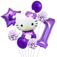 thumbnail image 4 of Juego de 8 globos de aluminio de Hello Kitty, confeti de látex con forma de gato de anime, decoraciones para fiestas de cumpleaños de niños, suministros para baby shower, 4 of 5