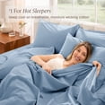 thumbnail image 5 of Bare Home Organic Percale Sheet Set - 100% Organic Cotton - Queen, Dusty Blue, 5 of 10