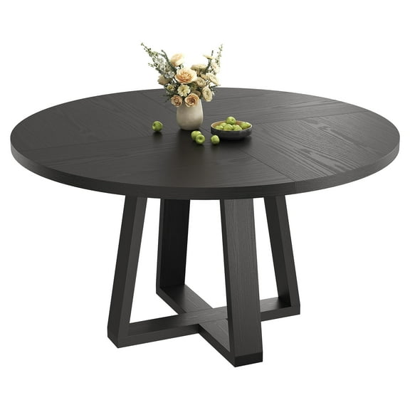 Huisuilinss Round Dining Table For 4-6 People,Farmhouse Kitchen Table,47" Circle Kitchen Table With Wooden Cross Pedestal Base,Dinner Table For Dining Living Room(Table Only)