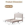 thumbnail image 4 of SAINSPEED Queen Size Bed Frame, Upholstered Platform Bed with Wingback Headboard, Heavy Duty Button Tufted Bed Frame with Wood Slat Support, Easy Assembly, No Box Spring Needed, Beige, 4 of 7