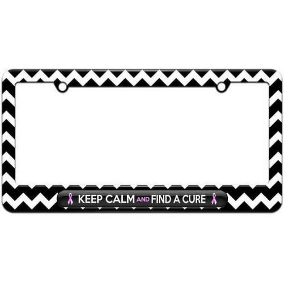 Keep Calm And Find A Cure Breast Cancer Awareness License Plate Tag Frame, Multiple Colors