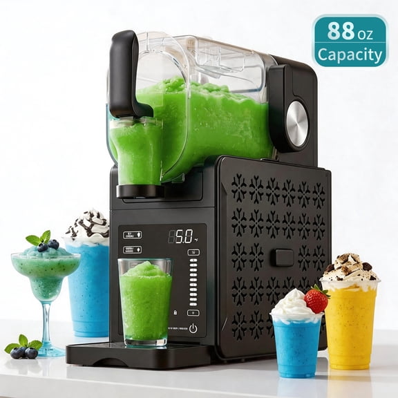 COMHOMA 88 oz Slushy Machine with Compressor, No Ice Needed Frozen Drink Maker with 5 Preset Modes, Black