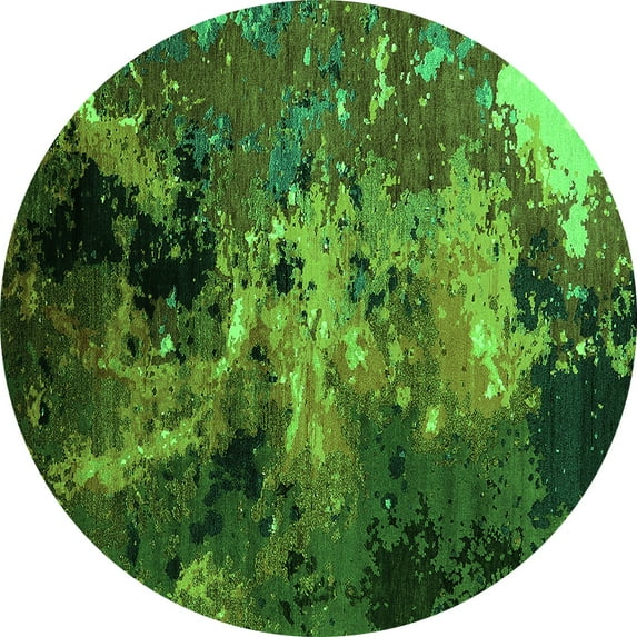 Ahgly Company Indoor Round Oriental Green Industrial Area Rugs, 8' Round