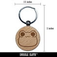 thumbnail image 2 of Charming Kawaii Chibi Smug Frog Toad Face Blushing Cheeks Round Keychain Charm Tag - Engraved Wood, 2 of 6