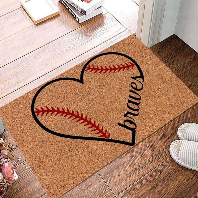 Mashaouyo Clearance Sports Baseball Rugby Fun Letter Theme Carpet Non Slip Entry Door Entrance Mat Absorbent Bathroom Kitchen Fun Floor Mat