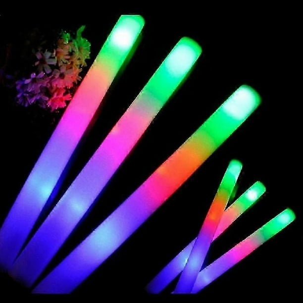 12/15/30/60pcs Bulk Colorful Led Glow Sticks Rgb Led Glow Foam Stick Cheer Tube Dark Light Birthday Wedding Party Supplies