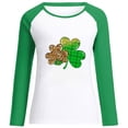 thumbnail image 4 of CEHVOM T-Shirt Décontracté à Manches Longues Imprimé Patchwork de Noël pour Femmes, Col Rond, Liquidation, 4 of 5