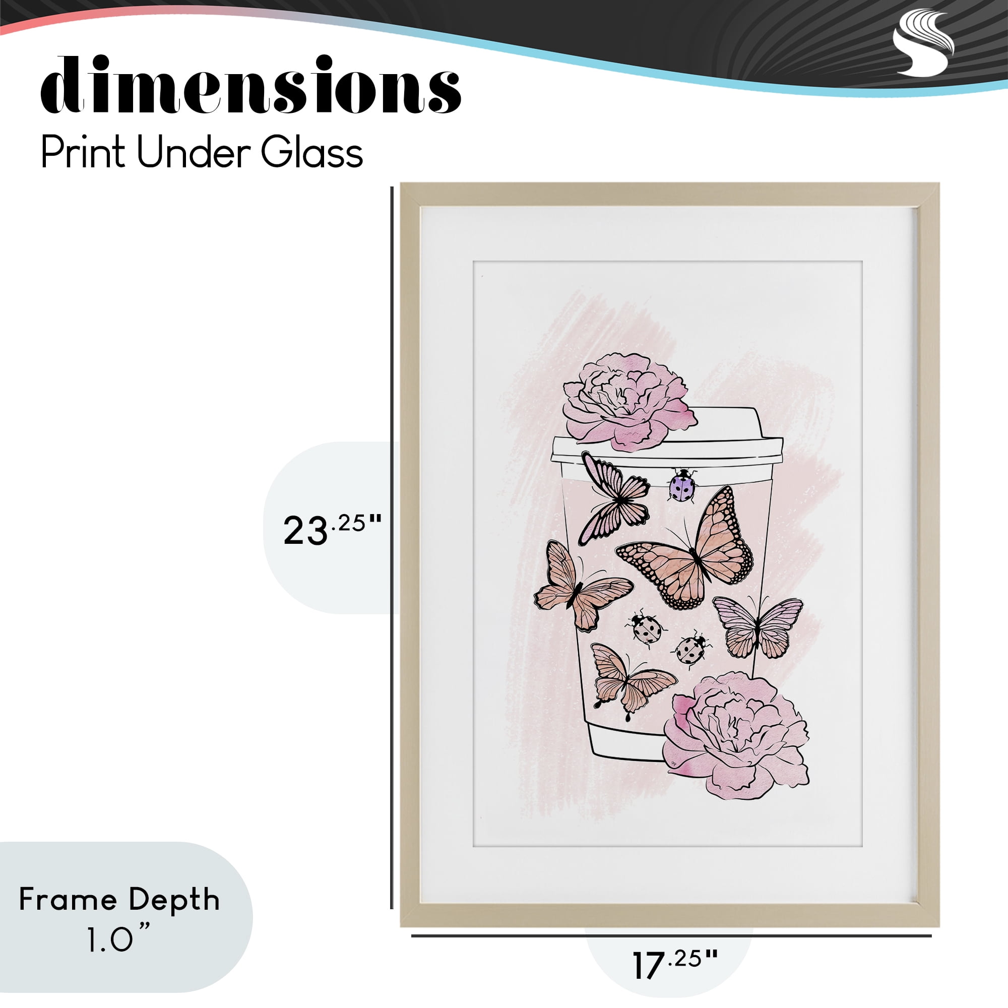 Stupell Industries Romantic Coffee & Butterflies Birch Framed Print Under Glass, design by Martina Pavlova