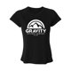 thumbnail image 1 of Gravity Outdoor Co. Womens Rendimiento con cuello en V - Logo blanco - Negro - Medio Gravity Outdoor Co. Camiseta de manga corta, 1 of 1