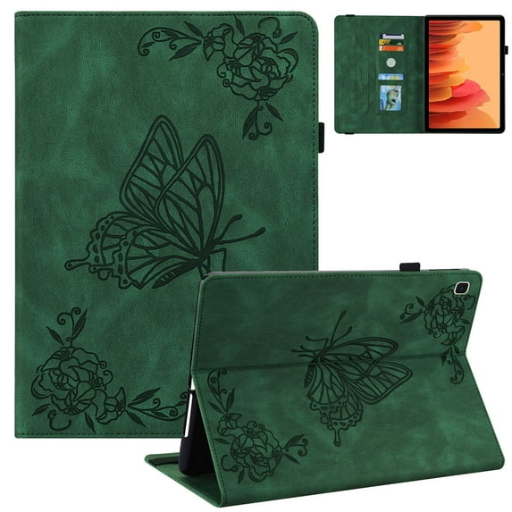 Allytech Samsung Galaxy Tab A8 10.5" Case 2021 Released SM-X200, Slim PU Leather Butterfly Embossed Shockproof Kickstand Protection Case Cover for Samsung Galaxy Tab A8 10.5 2021,Green
