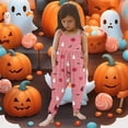 thumbnail image 2 of Halloween Toddler Girl Jumpsuit 2T Sleeveless Pumpkin Print Casual Spaghetti Strap Loose Romper Long Pants with Pockets Toddler Girls Clothing Z0A-Pink, 5-6 Years, 2 of 5