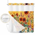 thumbnail image 2 of Colorful Sunflower No Hook Shower Curtain Waterproof, Bathroom Curtains with Snap in Liners and See Through Top Window, Farmhouse Botanical Floral Hotel Style Bathtub Curtains Shower 72"Wx72"L, 2 of 8