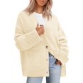 thumbnail image 1 of Suéter Cardigan PRETTYGARDEN Mujer 2025 Tejido Grueso Beige, 1 of 8