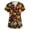 Saffron(Fall Harvest Prints), variant on Halloween Scrub Tops Women Plus Size Fall Harvest Prints Nurse Working Uniforms Trendy V-Neck Scrub Tops Party Short Sleeve Tees Blouse with Pockets Saffron S