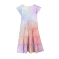 thumbnail image 3 of RXIRUCGD 2025 Vêtements d'Été pour Enfants Mode Filles Nouvelle Robe d'Été à Manches Courtes Poches à Volants Col Rond Imprimé, 3 of 4