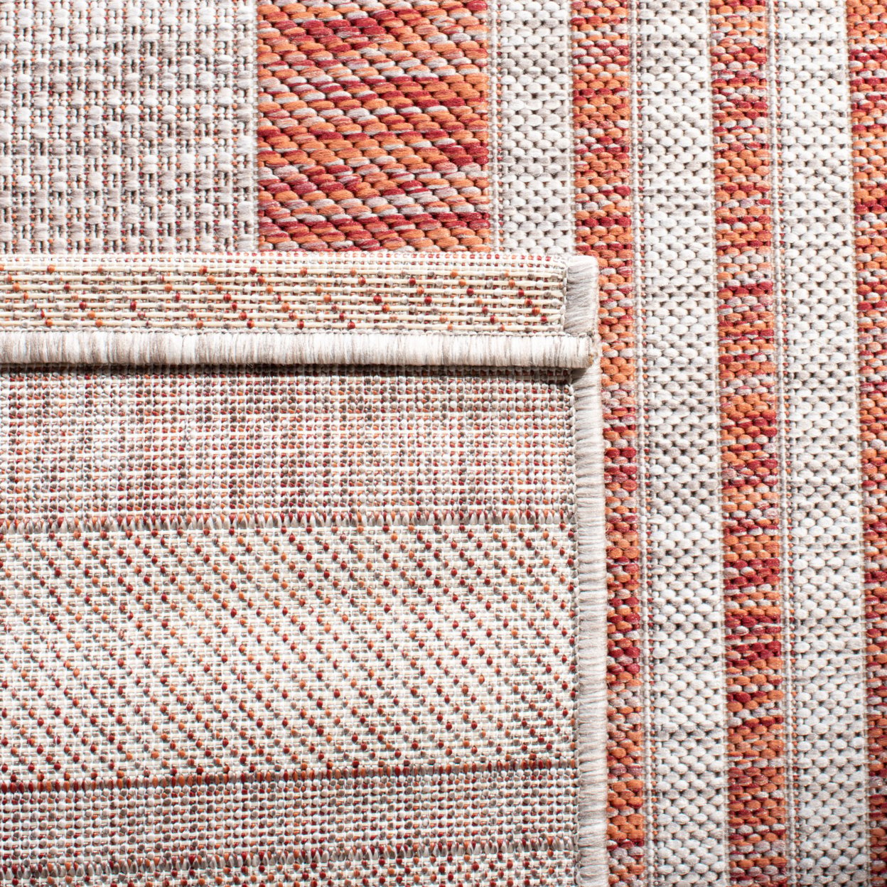 thumbnail image 4 of SAFAVIEH Courtyard Patrice Striped Indoor/Outdoor Area Rug, Red/Beige, 7'10" x 7'10" Round, 4 of 4