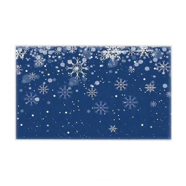 Yhmxh Snowflake Kitchen Rugs And Mats Blue Christmas Mat Non-Slip Snowflake Winter Rugs For Christmas Kitchen Decorations Washable Rug Anti-slip Rug Decorative Rug Rugs for Living Room Outdoor Rug