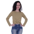 thumbnail image 1 of Moomaya Haut Court à Manches Longues avec Nœud devant pour Femmes T-Shirt d'Été Uni, 1 of 7