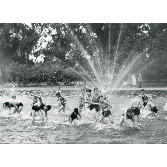 Avanti Press Kids In Palmer Park Fountain Historic Detroit Blank Note Card