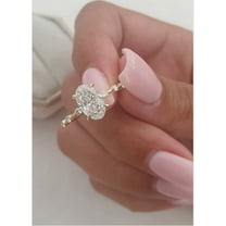 Solitaire Brilliance 2.00CT Elongated Oval Moissanite Pave Engagement Ring for Women 18k Yellow Gold Ring Size 6.5