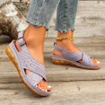 thumbnail image 6 of CYMMPU Women's Crisscross Strap Slingback Wedge Sandals, Open Toe Slip On Platform Walking Shoes, Casual Summer Daily Footwear Purple 43, 6 of 9