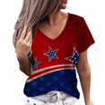 thumbnail image 2 of Conairie Women 4th Of July Shirts American Falg Print V Neck Short Sleeve Patriotic T Shirt Relaxed Fit Work Tee Pullover Outfits Wine S, 2 of 4