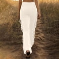 thumbnail image 5 of Endives Womens Jean Flare Pants Western Brown Fringe Flared Jeans Elastic Waist Trendy Stretchy Tassel Denim Pants Flare Pants White, 5 of 5
