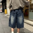 thumbnail image 5 of Bmisegm Jean Shorts for Boys Summer Fashion Casual Cargo Denim for Kids Toddler Playwear Boys' Pants 6-16 Years Blue,11-12 Years, 5 of 5