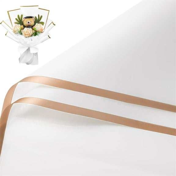 Topboutique 10 Sheet Bouquet Wrapping Papers White Gold Flower Packaging Paper Waterproof Floral Paper DIY Florist Supplies for Birthday Christmas Valentine's Day Graduation