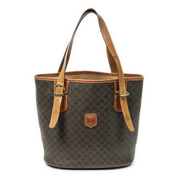 Pre-Owned Celine Brown Bucket Tote Shoulder bag Macadam Coated Canvas