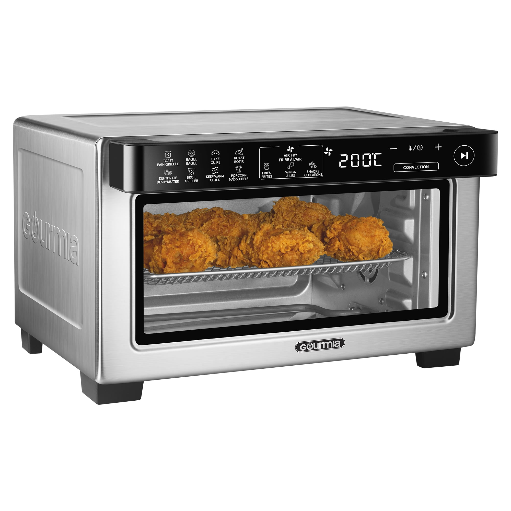 Gourmia 4-Slice Digital Air Fryer Oven, 0.4 Cu. ft. Capacity, Stainless Steel, 4-Slice AF Oven