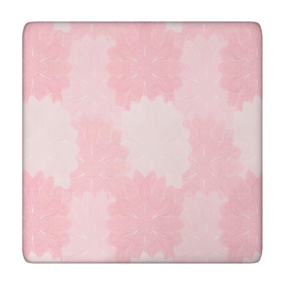 Pink Floral and Petal Pattern Square Fitted Tablecloth with Elastic Edge,Square Table Cover,Washable Elastic Table Cover for Home Kitchen Party Decor 34"x34"