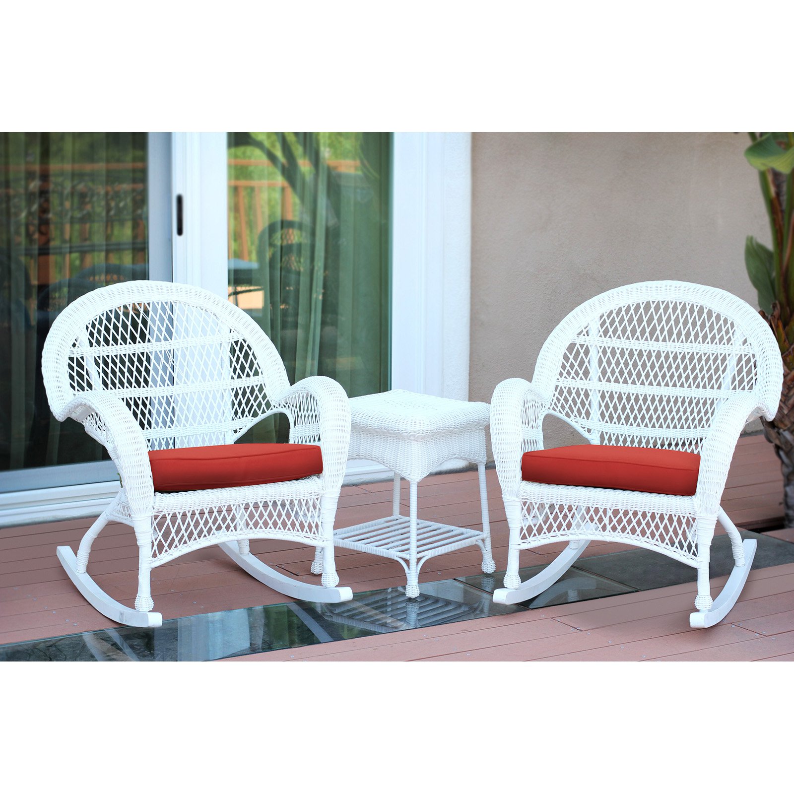 Jeco Santa Maria 3 Piece Wicker Rocker Chat Set with Optional Cushion - image 2 of 11