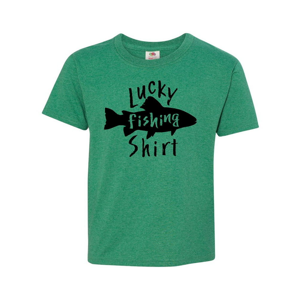 INKtastic - Lucky Fishing Shirt- fish Youth T-Shirt - Walmart.com ...