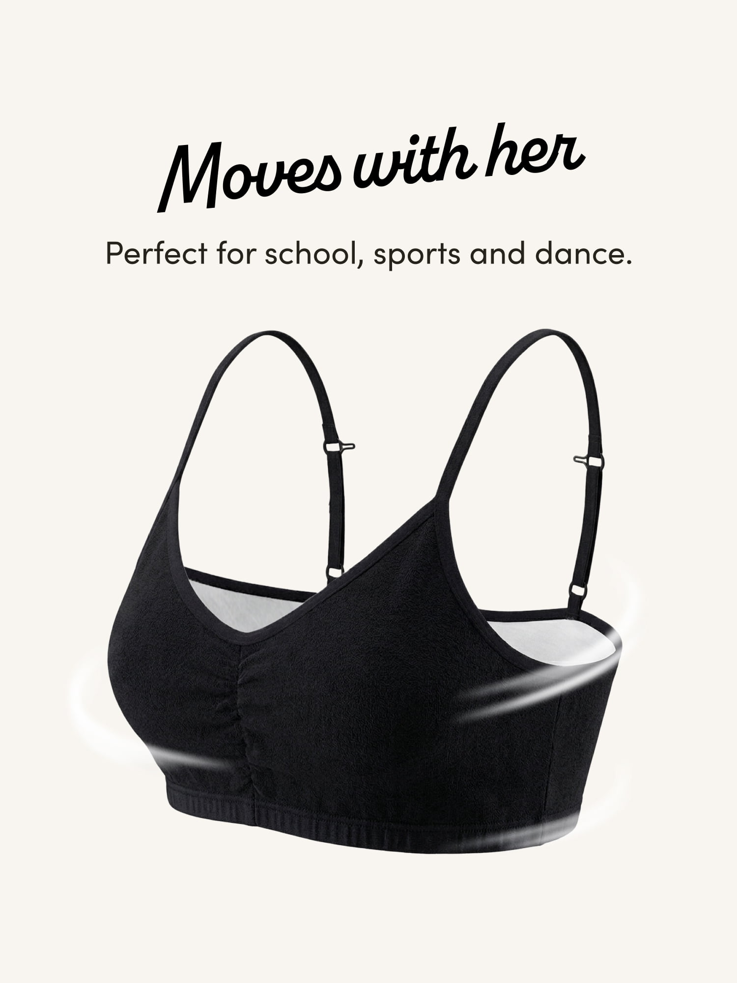 Fruit of the Loom Girls Sports Bra with Removable Pads, 2-Pack, Sizes (28-38)