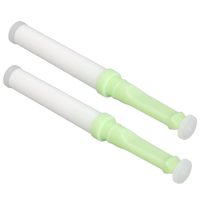 dispositivo para dejar de fumar, concentración, vivir una vida sana, superar los malos hábitos, herramienta para dejar de fumar para el estado de ánimo nervioso Dos boquillas para dejar de fumar, vista 3/4: cuerpo tubular blanco opaco con boquilla cónica verde y rosca intermedia, tapas planas blancas; paquete de 2, material materia orgánica; indicadas en especificaciones para ayudar a reducir la dependencia y aliviar la tensión.