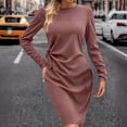 thumbnail image 3 of Efsteb Lightweight Dresses for Women Fall Fashion Package Hip Dresses Casual Slim Pleated Prom Long Sleeve Dresses (Pink,M), 3 of 5
