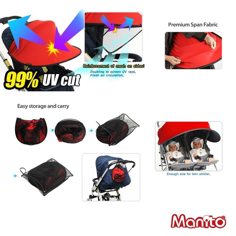Manito Sun Shade for Twin Stroller Red 