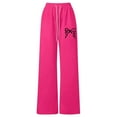 thumbnail image 2 of HOWPAY Bowknot Print Baggy Sweatpants Girls Open Bottom Workout Casual Joggers Elastic Waist Wide Leg Pants with Pockets Loose Fit Sweat Pants Pink, 2 of 4