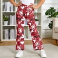 thumbnail image 2 of Girls' Slightly Flared Casual Pants Athletic Wide Leg Trousers Red 7 Y-8 Y, 2 of 4